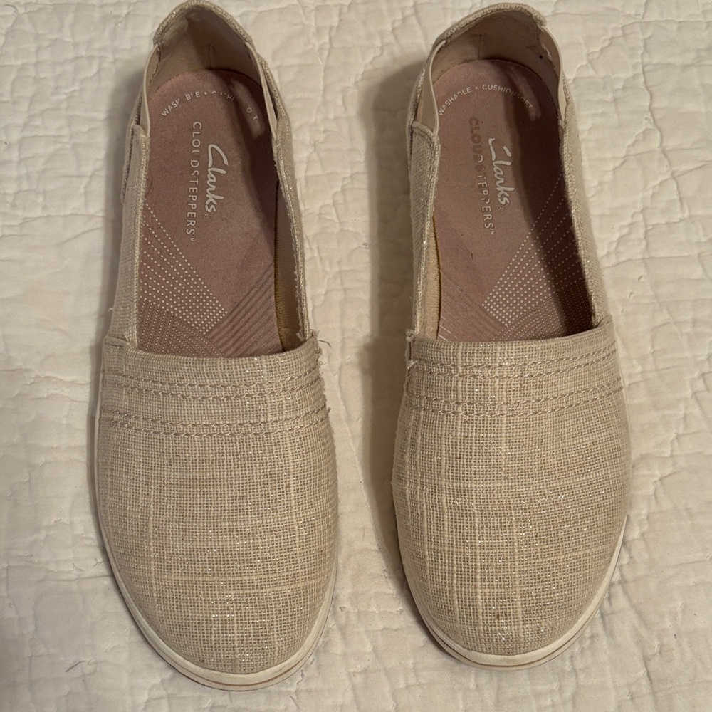 Clarks Women's Cream Slip-On Loafers